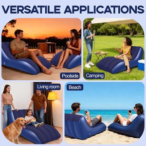 Flocked S Curve <b>Inflatable</b> Recliner <b>Sofa</b> PVC Air Lounge Chair Waterproof Portable Beach Camping Family Rest <b>Inflatable</b> <b>Sofa</b> Bed - Product Image 5