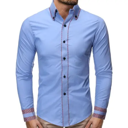 Bluz erkek yeni model gömlekler elbise gömlek Slim fit sosyal erkekler uzun kollu donanma gömlek