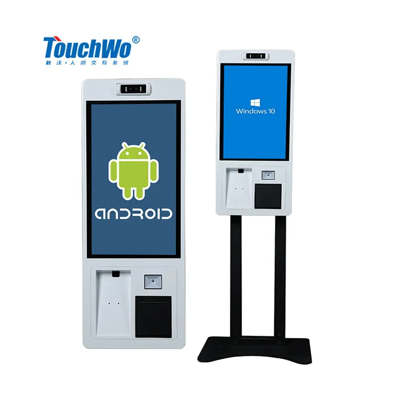 Touchwo cảm ứng đa điểm tự đặt hàng thiết bị đầu cuối thông minh Màn hình cảm ứng hiển thị kiosk Máy thanh toán với đầu đọc thẻ