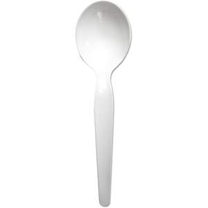Cuchara para Sopa de Poliestireno Resistente Boardwalk, Cubiertos Desechables Blancos, 1000 Unidades por Caja - Product Image 1