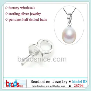 Beadsnice ID 28794 925 sterling silver half drilled pearl pendant bails