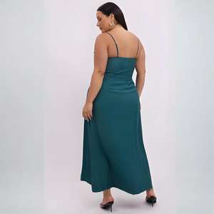 Vêtements personnalisés <span class=keywords><strong>pour</strong></span> femmes vente en gros de <span class=keywords><strong>robe</strong></span> à bretelles de couleur unie <span class=keywords><strong>robe</strong></span> ample longue avec <span class=keywords><strong>ceinture</strong></span> décontractée de grande taille <span class=keywords><strong>pour</strong></span> femmes - Product Image 3