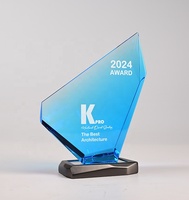 Trophée en cristal Jadevertu 2024 K9 avec base en métal, DESIGN BREVETÉ, trophée en cristal, récompense, trophée de récompense