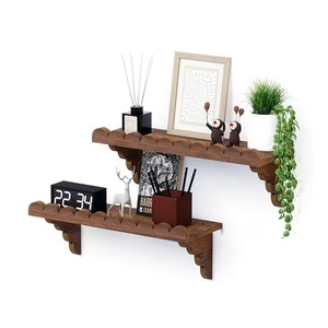 Wooden Wave Shaped <b>Wall</b> Mounted <b>Floating</b> <b>Shelf</b> Solid Wood Storage Rack For Bathroom Cosmetic Organizer Rectangle Durable - Product Image 5