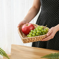 Set van 3 natuurlijke waterhyacint opbergmanden, hartvormig, handgeweven, voor fruit, brood, cosmetica