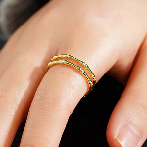 Anello Regolabile in Bambù per Donne, Fascia Aperta Minimalista, Accessorio di Moda per Uso Quotidiano - Product Image 4