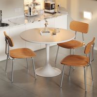 Tables de salle à manger rectangulaires de haute qualité en gros, ensembles de tables et chaises en acier inoxydable et bois massif pour hôtels
