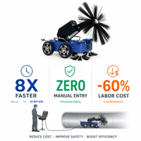 RJ-BOT 2026 Nouveau Robot de Nettoyage de Conduits d'Air Climatisé Télécommandé Q38 pour l'Inspection des Conduits de Ventilation CVC
