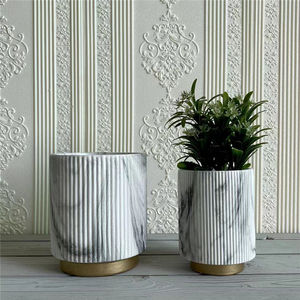 Grand pot <span class=keywords><strong>rond</strong></span> en fibre de verre effet marbre avec plateau pour la décoration du sol de la maison et du jardin - Product Image 4