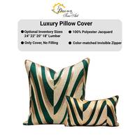 Housse de coussin de luxe à motif ondulé vert et or, taie d'oreiller carrée décorative pour lit, canapé et siège 45*45CM 50*50CM