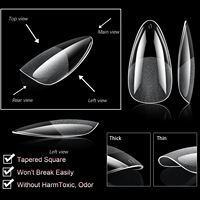 480 pièces/boîte – Capsules d'ongles en gel ultra-fines semi-mates, couvrance totale, formes moyennes amande, cercueil, carrées – Faux ongles pour extension en salon