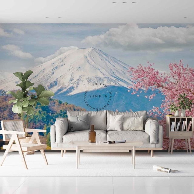 Japan Mount Fuji Sakura View 3d Peel and Stick Wallpaper for Restaurant