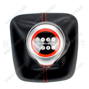 Pomo de palanca de cambios de cuero para coche, pomo de cambio de 6 velocidades para Vw Golf 5 6, diseño ergonómico, costuras rojas - Product Image 5