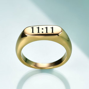 Minimalist 11:11 Oval Stainless Steel <b>Ring</b> 18K Gold Plated Unisex Fashion Jewelry Gift for Men Women - Product Image 3