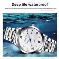 Montre tendance en acier inoxydable à quartz pour homme, fond ajouré, style professionnel, étanche 30M, calendrier lumineux, aiguilles de 22mm