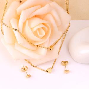 Conjunto de Joyería de Moda para Mujer, Aretes y Collar con Colgante de Corazón en Acero Inoxidable Chapado en Oro de 18K, Joyería Nupcial - Product Image 5