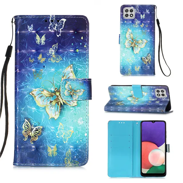 Güzel desen Flip deri standı kapak kılıfı için Samsung Galaxy A33 5G/A53 A73 A13 A82 3D karikatür cüzdan deri telefon kılıfı