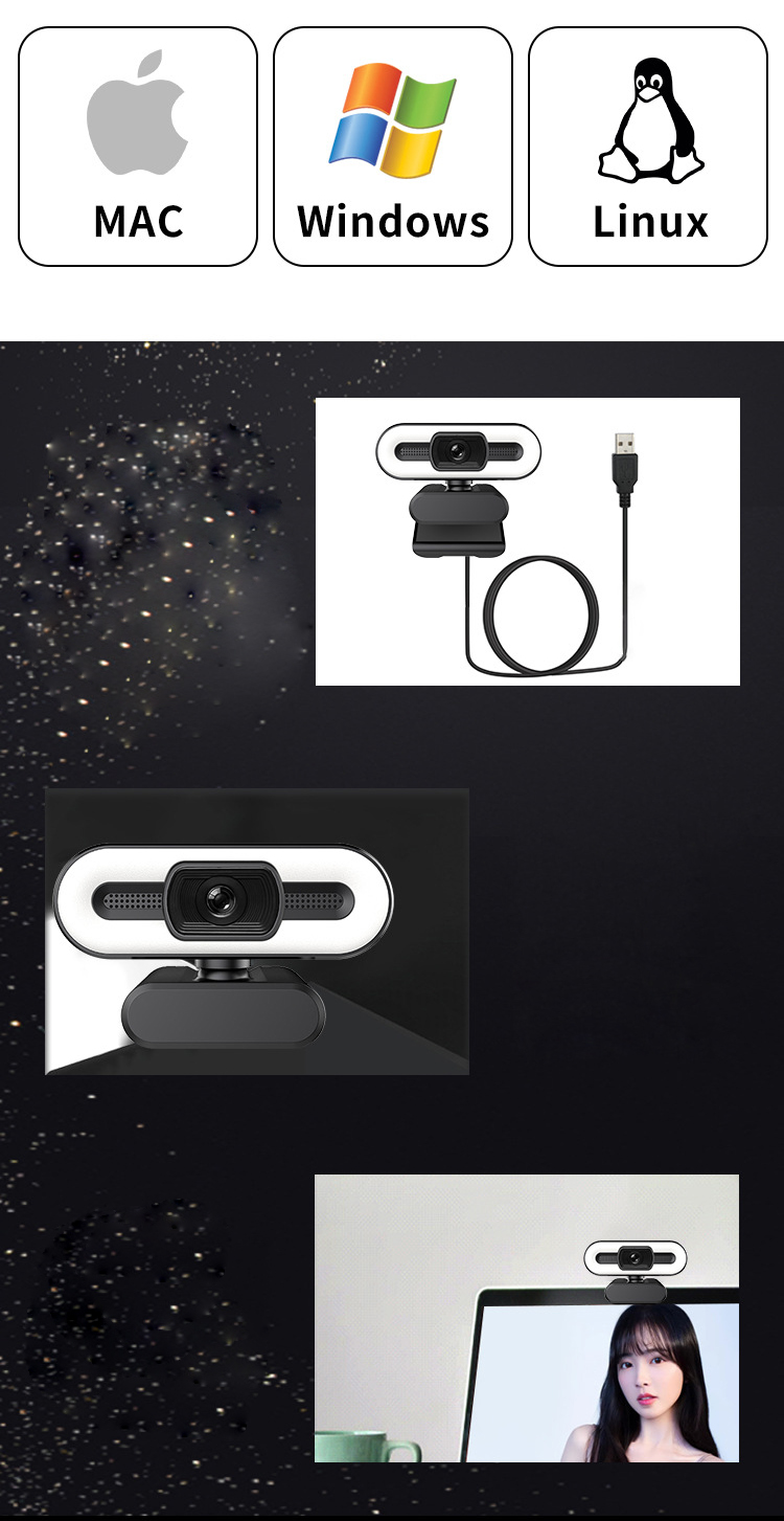 C35 Kolitt Video Chat Webcam 4K 2K For Zoom Skype Video App