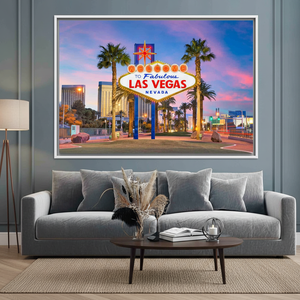 Printed <b>Canvas</b>: Elegant Las Vegas View Landscape Art Print,WHITE <b>FRAMED</b> <b>CANVAS</b> - Product Image 3