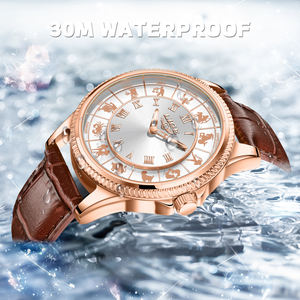 Reloj de Cuarzo LG para Hombre, Diseño Empresarial, 12 Constelaciones Zodiacales, Números Romanos, Luminoso, Correa de Cuero, Ligero, Diseño Simple - Product Image 4