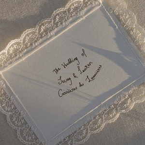 Luxury Handmade Lace Wedding Invitation Card Deckle Edge Vintage Elegant Custom <b>Printed</b> Letterpress Embossed Offset <b>Paper</b> - Product Image 2