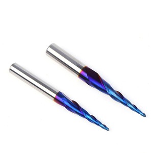 Fraise à billes conique de 8 mm 1/4 en alliage intégral à double tranchant, revêtement anti-adhérent, pour relief métallique, outils en tungstène allongés - Product Image 2