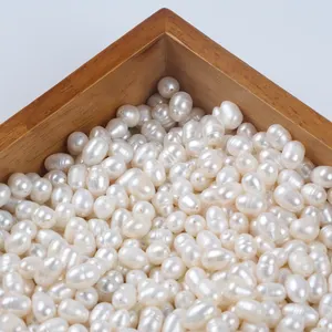 天然珍珠批发8-9毫米米椭圆形白色淡水散珠