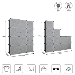 Gabinete de almacenamiento de plástico simple DIY, <span class=keywords><strong>armario</strong></span> de <span class=keywords><strong>resina</strong></span>, puerta corredera, Cubo de almacenamiento alto, Armarios con estante - Product Image 2