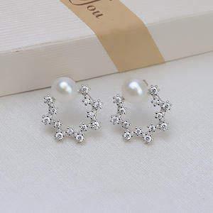 Accessoire d'oreille en argent S925 JG5335, clous d'oreille baroques, 9-13 perles, accessoire vide en forme de goutte d'eau à faire soi-même avec placage artisanal - Product Image 2