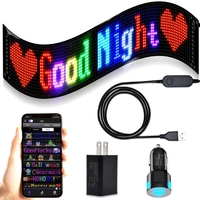 Panel LED Flexible para Automóvil, Pantalla LED USB 5V BT, Programable con Texto y Patrones, Control Remoto
