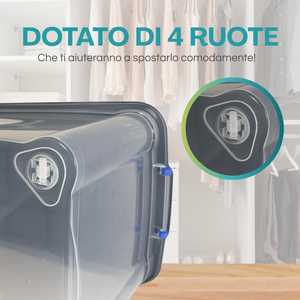 Contenedor de Almacenamiento de Plástico Transparente Multiusos de 59L, Apilable con Ruedas para Lavandería y Organización - Product Image 4