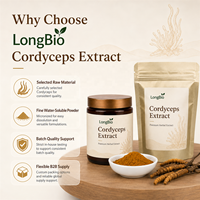 Extrait de Cordyceps Militaris en poudre LongBio, Cordycepine, Polysaccharides pour Capsules, Comprimés, Boissons, Suppléments, Fourniture en vrac OEM