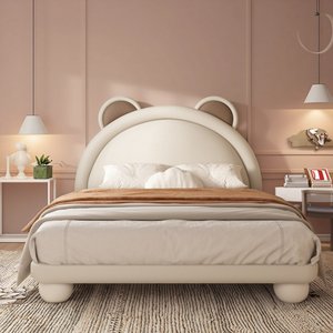 Novità moderna per bambini mobili in legno massello <span class=keywords><strong>lettino</strong></span> letto con elegante cartone animato a forma di animale <span class=keywords><strong>testiera</strong></span> in pelle tappezzeria - Product Image 4