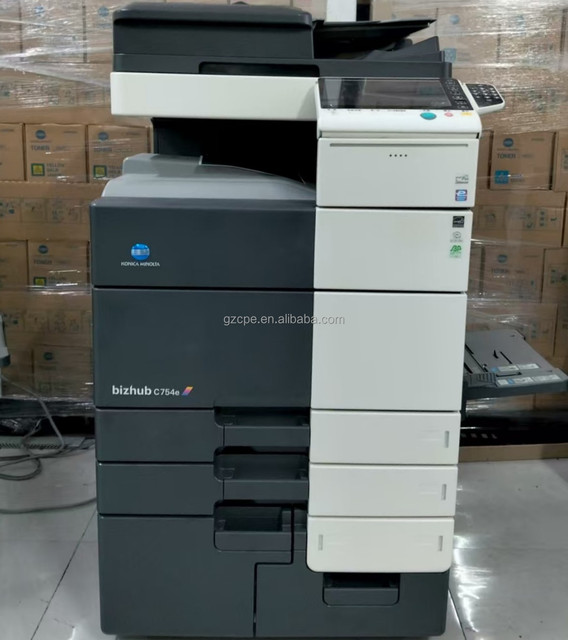 Used Portable High Speed Konica Minolta C754 C754e A3 Photocopy Machine with Printing Copying Scanning & Faxing