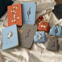 Sac à main avec motif floral brodé à la main boîte cadeau sac fourre-tout couverture en tissu brodé avec cadre en métal