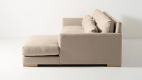 Canapé modulaire en tissu beige avec dossier en forme de coussin, design moderne en bois, meubles de salon, petit canapé d'angle en forme de L