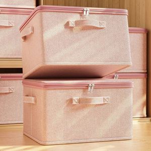 Boîte de rangement pour vêtements en tissu, bacs de rangement pliables avec fermeture éclair, organisateur de jouets portable - Product Image 3
