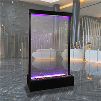 Fontaine à cascade en verre LED moderne, matériau acrylique, lumière LED RGB changeante de couleur, télécommande sans fil, bulles d'eau mobiles tombantes