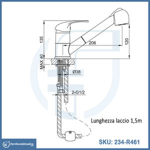 Grifo Mezclador de Cocina de Acero Inoxidable Dia-Mon con Rociador Extraíble y Función Giratoria - Product Image 2