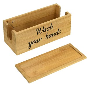 Porte-boîte à mouchoirs mural en bois avec couvercle, couleur bois naturel, rectangulaire, pour cuisine et salle de bain - Product Image 5