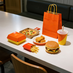 กล่องกระดาษอาหารแบบกำหนดเองที่เป็นมิตรกับสิ่งแวดล้อมสำหรับเบอร์เกอร์ร้อน เฟรนช์ฟรายส์<span class=keywords><strong>กรอบ</strong></span> และไก่<span class=keywords><strong>ทอด</strong></span> - Product Image 2