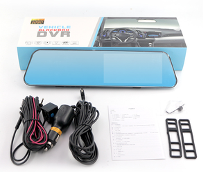 Màn hình cảm ứng xe máy ảnh 4.5 inch 1080p Rear View gương xe hộp đen DVR ống kính kép Dash Cam với <span class=keywords><strong>camera</strong></span> phía sau - Product Image 3