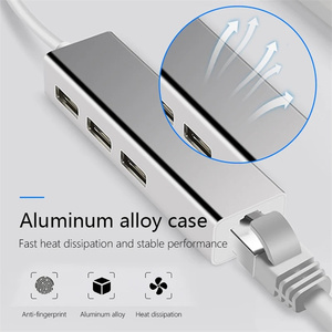 4 trong 1 Gigabit <span class=keywords><strong>Ethernet</strong></span> <span class=keywords><strong>USB</strong></span> C HUB kích thước nhỏ <span class=keywords><strong>USB</strong></span> 3.0 để RJ45 <span class=keywords><strong>Adapter</strong></span> <span class=keywords><strong>USB</strong></span> C Dock cho macbook không khí Pro PC Hub - Product Image 5