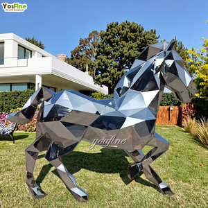 YOUFINE庭のための屋外大サイズアートステンレススチール金属抽象的なランニングホース彫刻像 - Product Image 6