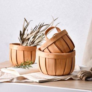 Paniers de pique-nique en bois écologiques et durables, colorés, avec poignées en corde tressée à la main, boîtes de rangement, cartons de cuisine – Approvisionnement direct usine - Product Image 2
