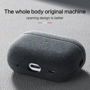 Étui de protection en cuir Alcantara de luxe <span class=keywords><strong>pour</strong></span> Airpods 3 4 Pro 1ère/2ème/3ème génération, même cuir utilisé <span class=keywords><strong>pour</strong></span> les voitures de <span class=keywords><strong>sport</strong></span> - Product Image 4