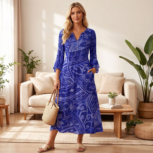 Abiti da Sera Personalizzati OEM per Donne, Eleganti Gonne Estive Femminili con Stampe Tribali Polinesiane e Samoane - Product Image 5