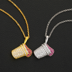 Style minimaliste Hip Hop bijoux pendentif broche réglage 925 argent Sterling Vvs Moissanite mignon tasse gâteau pendentif collier - Product Image 2