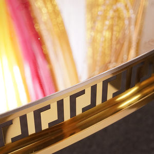 Mesa Ovalada Moderna de Acero Inoxidable Dorado para Banquetes de Boda con Cubierta de Vidrio Templado para Eventos y Fiestas de Hotel - Product Image 3