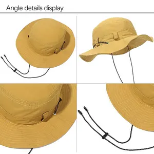 [A prova di acqua] cappello di protezione solare estivo pieghevole con logo personalizzato a tesa larga 100% cappello a secchiello in poliestere